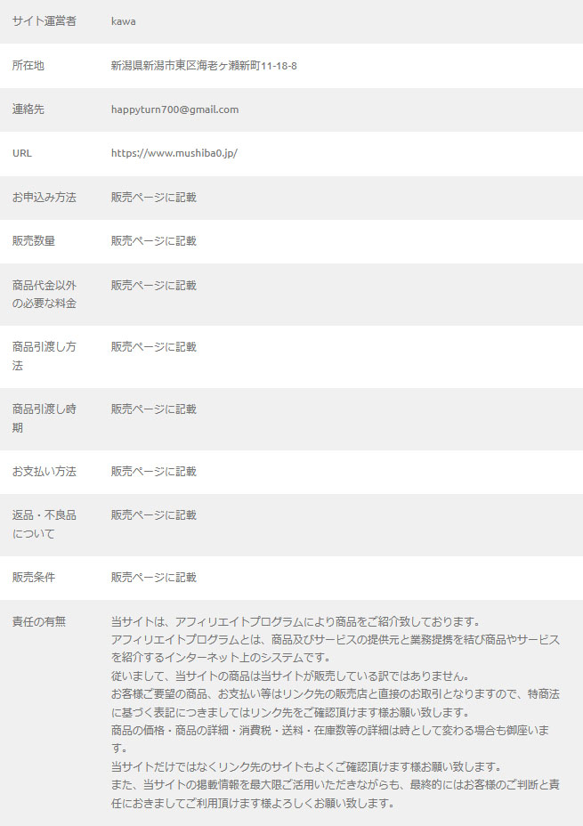 特定商取引法に基づく表記